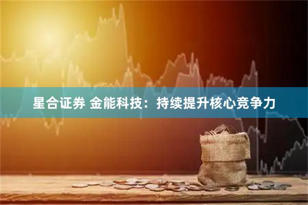 星合证券 金能科技：持续提升核心竞争力