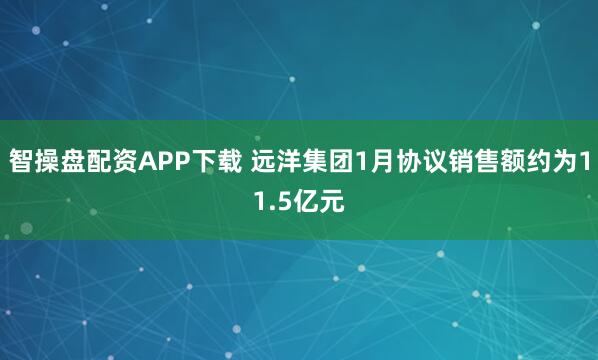 智操盘配资APP下载 远洋集团1月协议销售额约为11.5亿元